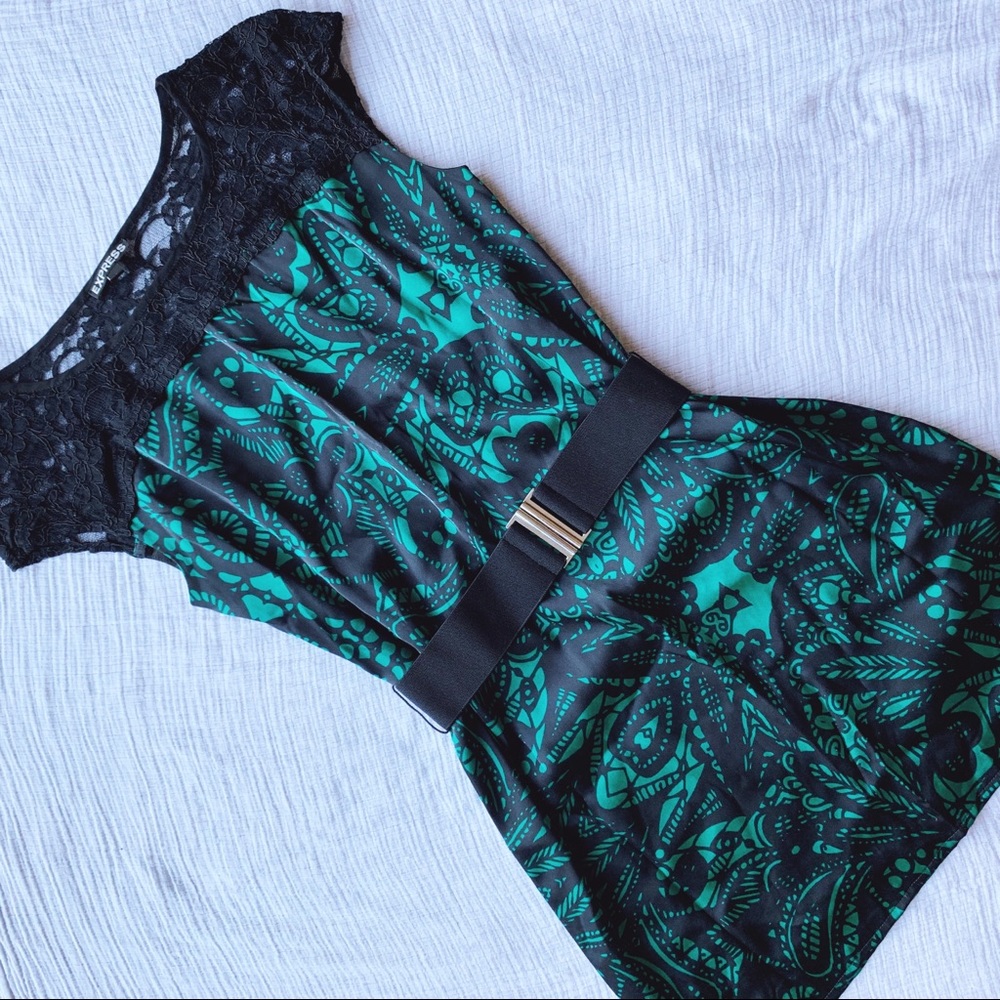 Black and green Express dress SZ xs